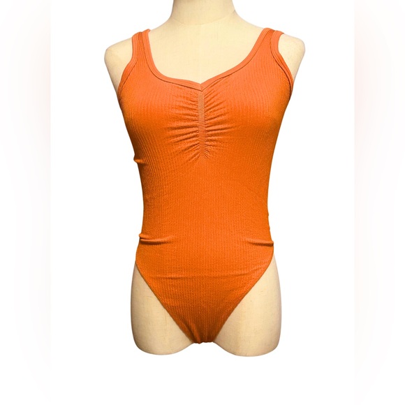 Urban Outfitters Out From Under Drew Sweetheart Bodysuit Sz Xs Burnt Orange - Picture 1 of 5